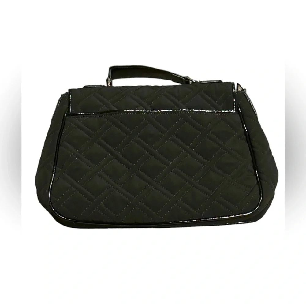 Vera Bradley Classic Black Saddle Bag Purse Turnlock Flap Microfiber